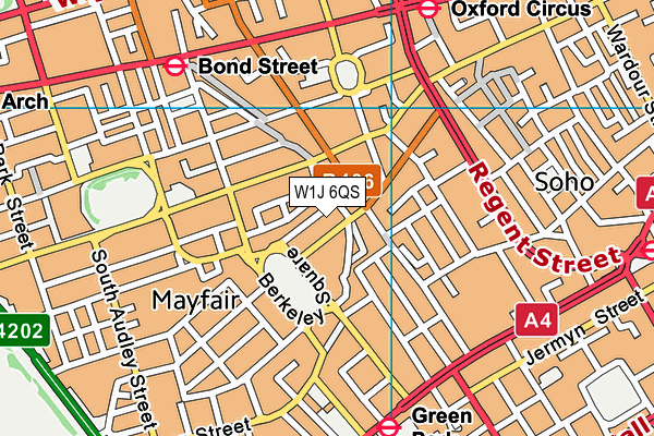W1J 6QS map - OS VectorMap District (Ordnance Survey)