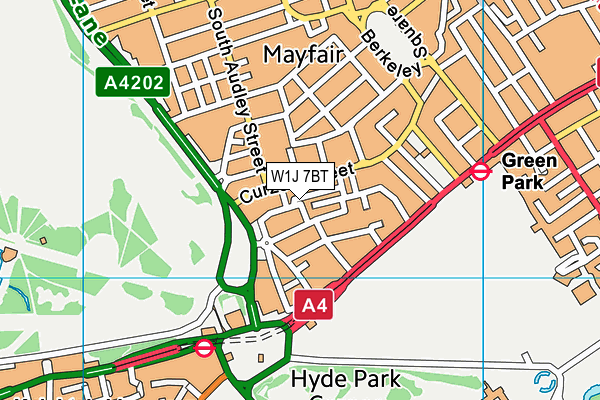 W1J 7BT map - OS VectorMap District (Ordnance Survey) W1J 7BT map - OS VectorMap District (Ordnance Survey)