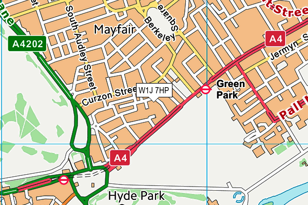 W1J 7HP map - OS VectorMap District (Ordnance Survey)
