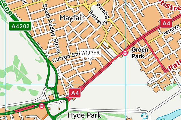 W1J 7HR map - OS VectorMap District (Ordnance Survey)