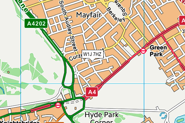 W1J 7HZ map - OS VectorMap District (Ordnance Survey) W1J 7HZ map - OS VectorMap District (Ordnance Survey)
