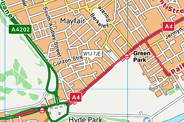 W1J 7JE map - OS VectorMap District (Ordnance Survey)