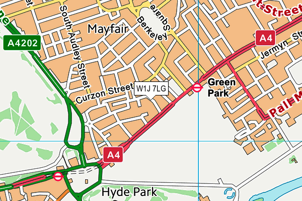 W1J 7LG map - OS VectorMap District (Ordnance Survey) W1J 7LG map - OS VectorMap District (Ordnance Survey)