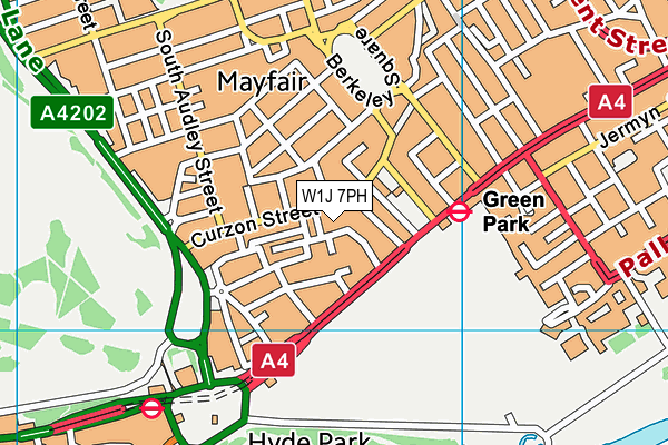 W1J 7PH map - OS VectorMap District (Ordnance Survey) W1J 7PH map - OS VectorMap District (Ordnance Survey)