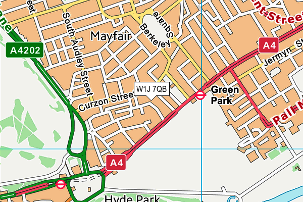 W1J 7QB map - OS VectorMap District (Ordnance Survey)