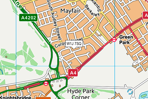 W1J 7SQ map - OS VectorMap District (Ordnance Survey)