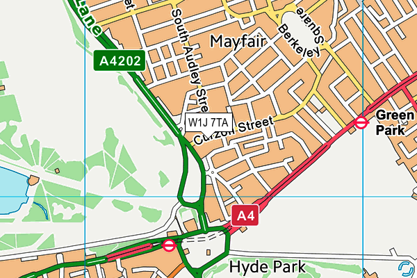 W1J 7TA map - OS VectorMap District (Ordnance Survey)