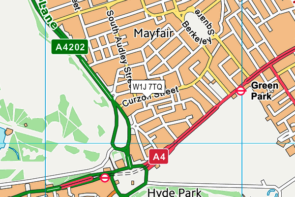 W1J 7TQ map - OS VectorMap District (Ordnance Survey)