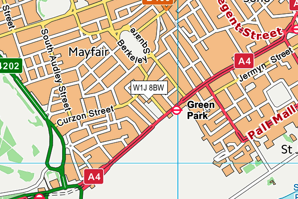 W1J 8BW map - OS VectorMap District (Ordnance Survey) W1J 8BW map - OS VectorMap District (Ordnance Survey)