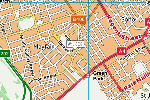 W1J 8EG map - OS VectorMap District (Ordnance Survey) W1J 8EG map - OS VectorMap District (Ordnance Survey)