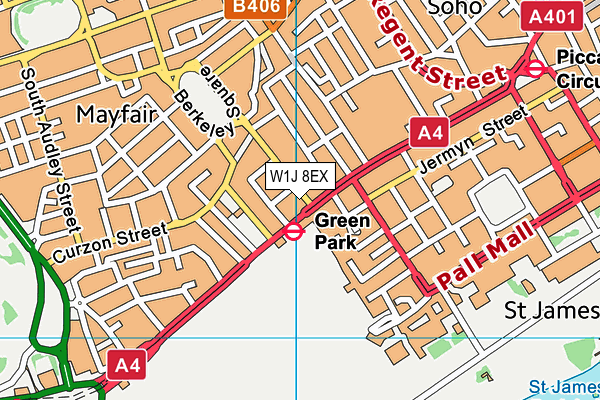 W1J 8EX map - OS VectorMap District (Ordnance Survey) W1J 8EX map - OS VectorMap District (Ordnance Survey)