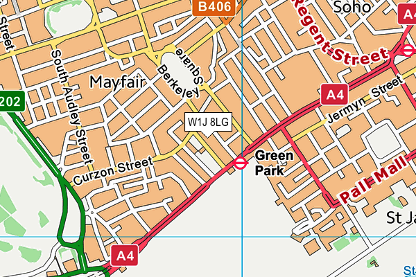 W1J 8LG map - OS VectorMap District (Ordnance Survey) W1J 8LG map - OS VectorMap District (Ordnance Survey)