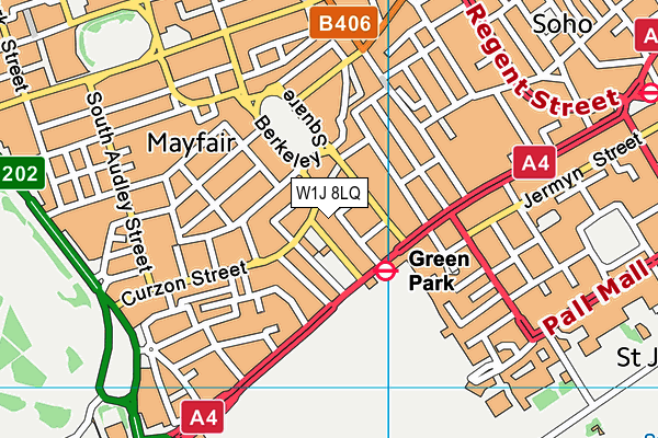 W1J 8LQ map - OS VectorMap District (Ordnance Survey) W1J 8LQ map - OS VectorMap District (Ordnance Survey)