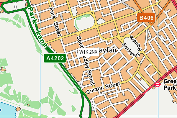 W1K 2NX map - OS VectorMap District (Ordnance Survey)