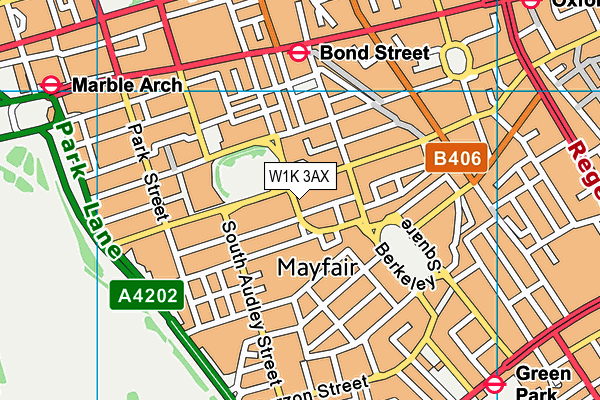 W1K 3AX map - OS VectorMap District (Ordnance Survey)