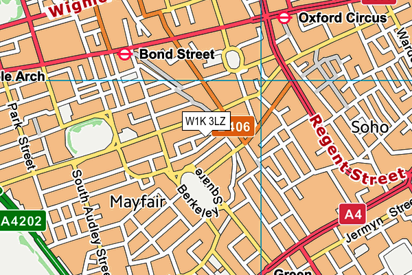 W1K 3LZ map - OS VectorMap District (Ordnance Survey) W1K 3LZ map - OS VectorMap District (Ordnance Survey)