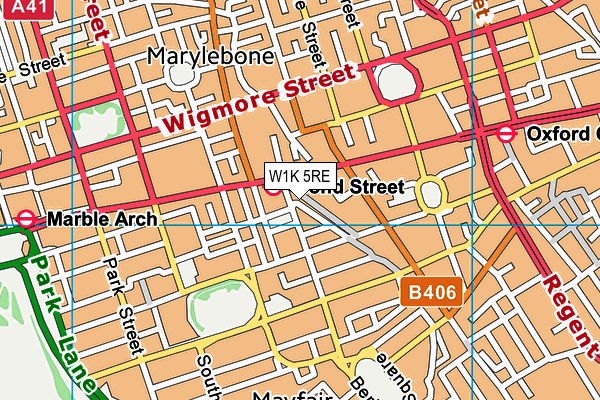 W1K 5RE map - OS VectorMap District (Ordnance Survey)