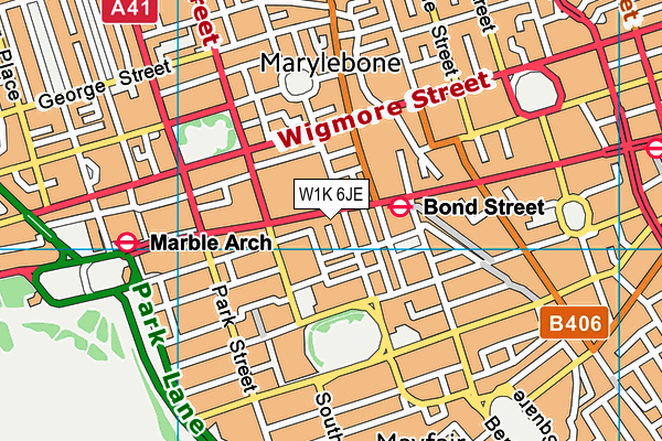 W1K 6JE map - OS VectorMap District (Ordnance Survey)