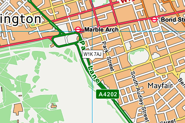 W1K 7AJ map - OS VectorMap District (Ordnance Survey)