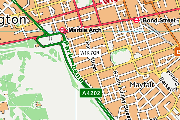 W1K 7QR map - OS VectorMap District (Ordnance Survey)
