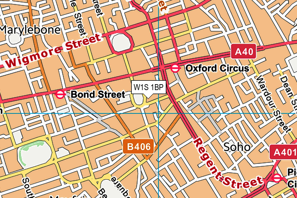 W1S 1BP map - OS VectorMap District (Ordnance Survey)