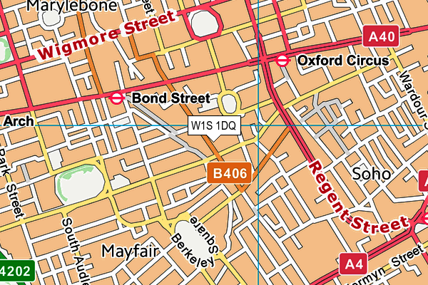 W1S 1DQ map - OS VectorMap District (Ordnance Survey)