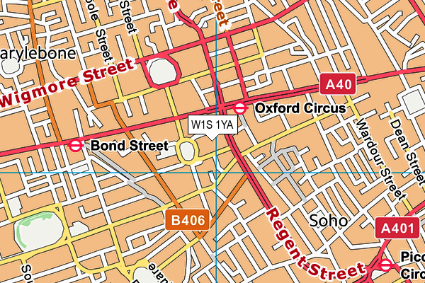 W1S 1YA map - OS VectorMap District (Ordnance Survey) W1S 1YA map - OS VectorMap District (Ordnance Survey)