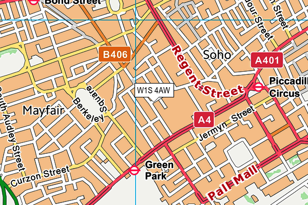 W1S 4AW map - OS VectorMap District (Ordnance Survey) W1S 4AW map - OS VectorMap District (Ordnance Survey)