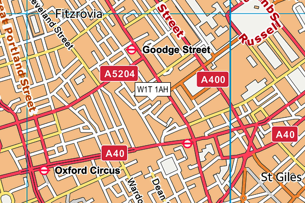 W1T 1AH map - OS VectorMap District (Ordnance Survey)