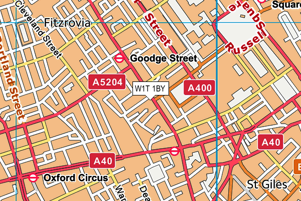 W1T 1BY map - OS VectorMap District (Ordnance Survey) W1T 1BY map - OS VectorMap District (Ordnance Survey)