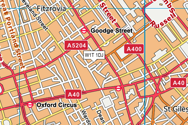W1T 1DJ map - OS VectorMap District (Ordnance Survey)