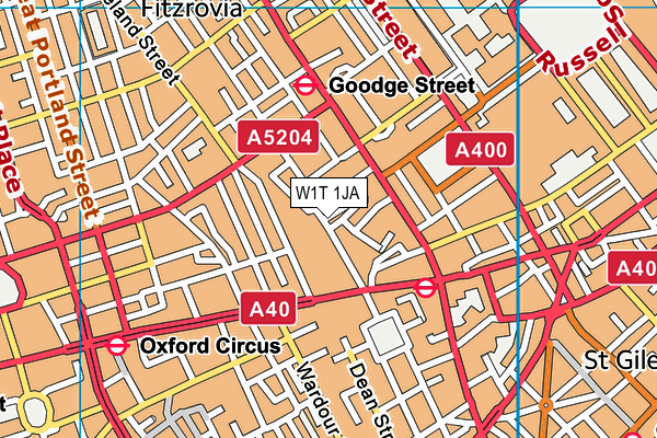 W1T 1JA map - OS VectorMap District (Ordnance Survey)