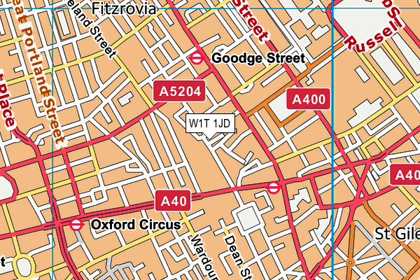 W1T 1JD map - OS VectorMap District (Ordnance Survey)