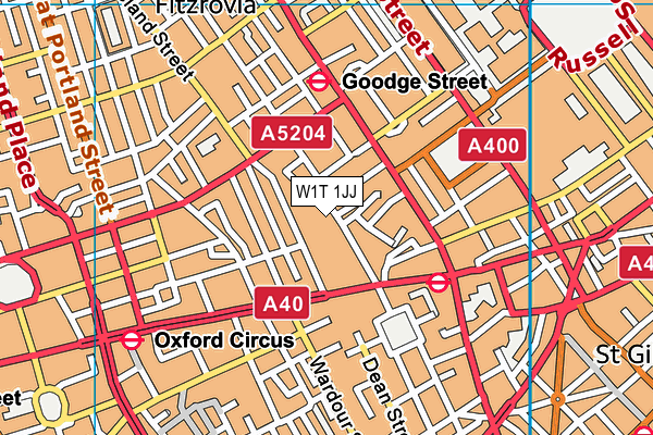 W1T 1JJ map - OS VectorMap District (Ordnance Survey)