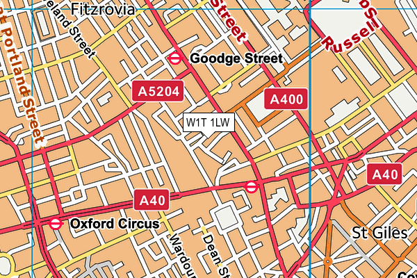 W1T 1LW map - OS VectorMap District (Ordnance Survey)
