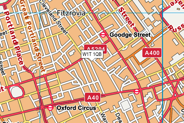 W1T 1QB map - OS VectorMap District (Ordnance Survey)