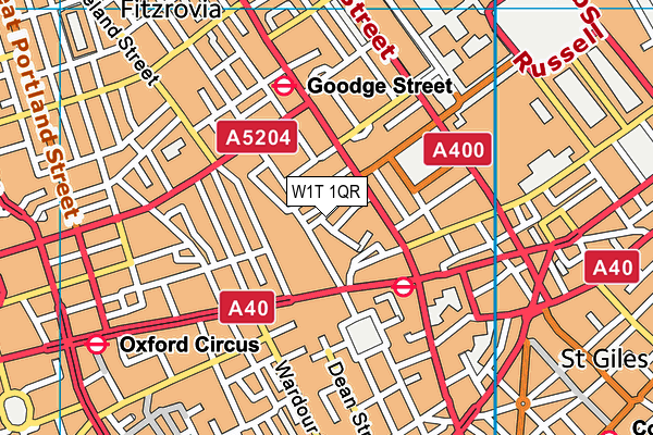 W1T 1QR map - OS VectorMap District (Ordnance Survey)