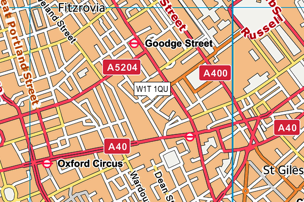 W1T 1QU map - OS VectorMap District (Ordnance Survey)