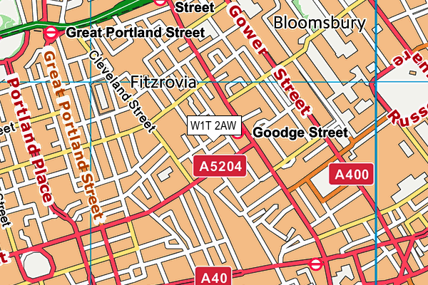W1T 2AW map - OS VectorMap District (Ordnance Survey) W1T 2AW map - OS VectorMap District (Ordnance Survey)