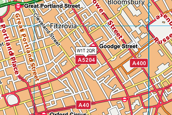 W1T 2QR map - OS VectorMap District (Ordnance Survey) W1T 2QR map - OS VectorMap District (Ordnance Survey)
