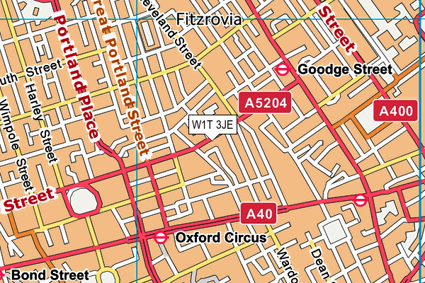 W1T 3JE map - OS VectorMap District (Ordnance Survey) W1T 3JE map - OS VectorMap District (Ordnance Survey)