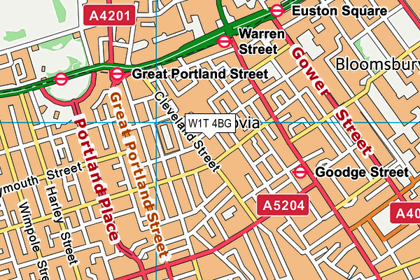 W1T 4BG map - OS VectorMap District (Ordnance Survey)