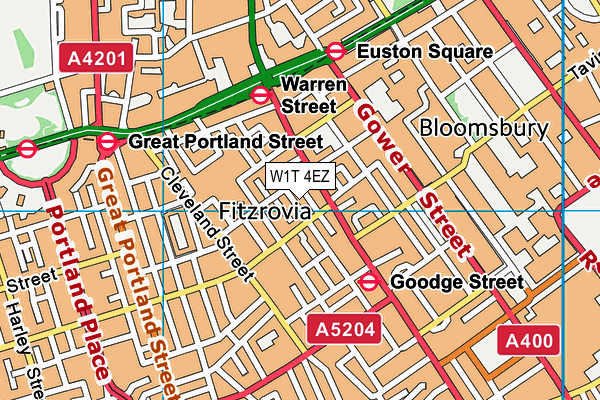 W1T 4EZ map - OS VectorMap District (Ordnance Survey)