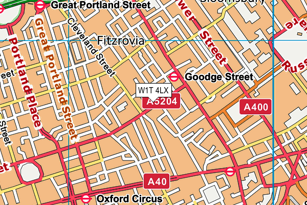W1T 4LX map - OS VectorMap District (Ordnance Survey) W1T 4LX map - OS VectorMap District (Ordnance Survey)