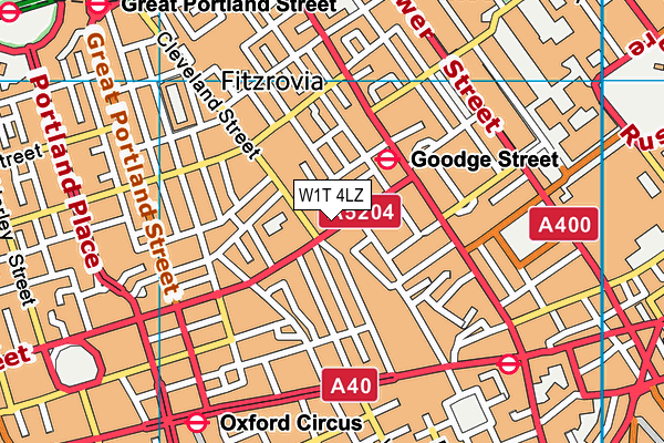 W1T 4LZ map - OS VectorMap District (Ordnance Survey) W1T 4LZ map - OS VectorMap District (Ordnance Survey)