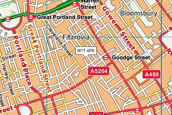 W1T 4PX map - OS VectorMap District (Ordnance Survey) W1T 4PX map - OS VectorMap District (Ordnance Survey)