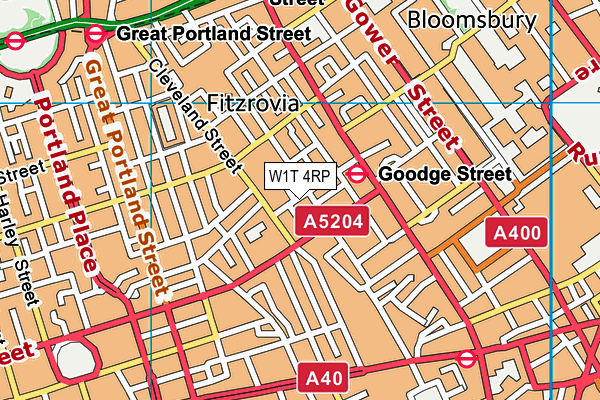 W1T 4RP map - OS VectorMap District (Ordnance Survey)
