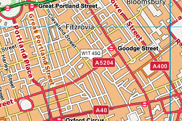 W1T 4SQ map - OS VectorMap District (Ordnance Survey)