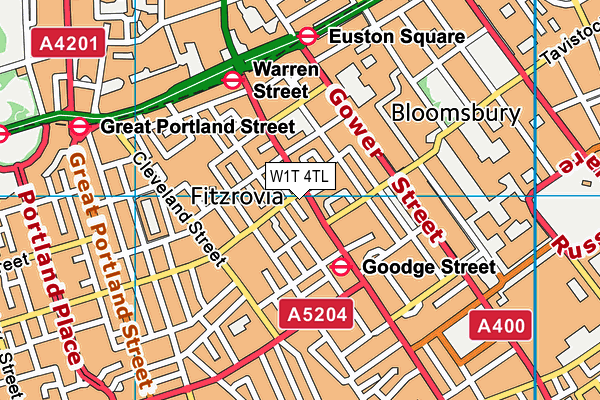 W1T 4TL map - OS VectorMap District (Ordnance Survey) W1T 4TL map - OS VectorMap District (Ordnance Survey)