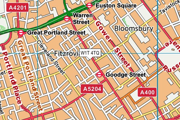 W1T 4TQ map - OS VectorMap District (Ordnance Survey)
